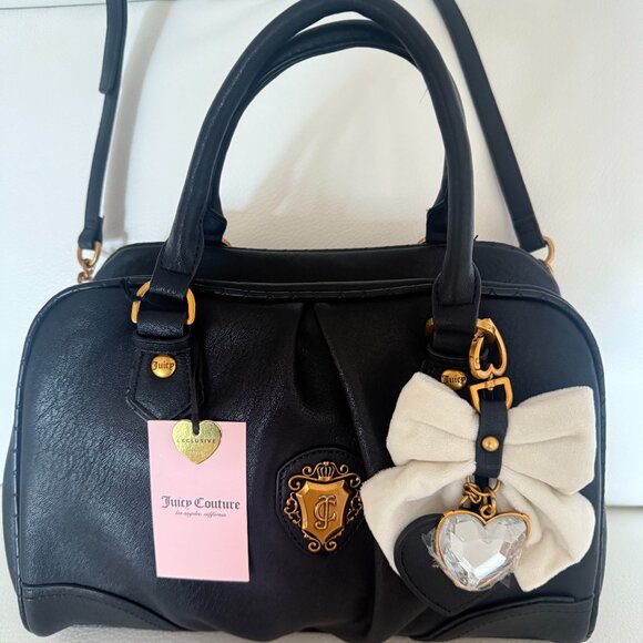 Juicy Couture Juicy Romance Satchel crossbody bag w bow heart mirror charm - Picture 1 of 7